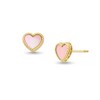 Thumbnail Image 1 of 6.0mm Heart-Shaped Pink Mother-of-Pearl Frame Stud Earrings in 14K Gold