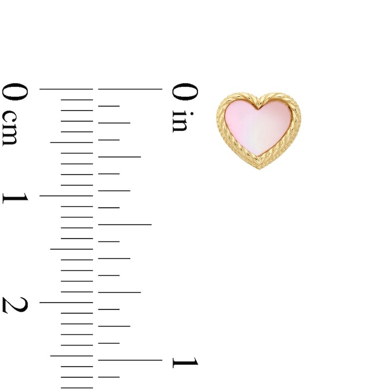 6.0mm Heart-Shaped Pink Mother-of-Pearl Frame Stud Earrings in 14K Gold