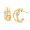 Thumbnail Image 1 of 0.18 CT. T.W. Diamond Double Loop J- Hoop Earrings in 18K Gold