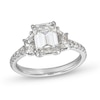 Thumbnail Image 1 of 3.00 CT. T.W. Certified Emerald and Trapezoid-Cut Lab-Grown Diamond Engagement Ring in 14K White Gold (I/VS2)
