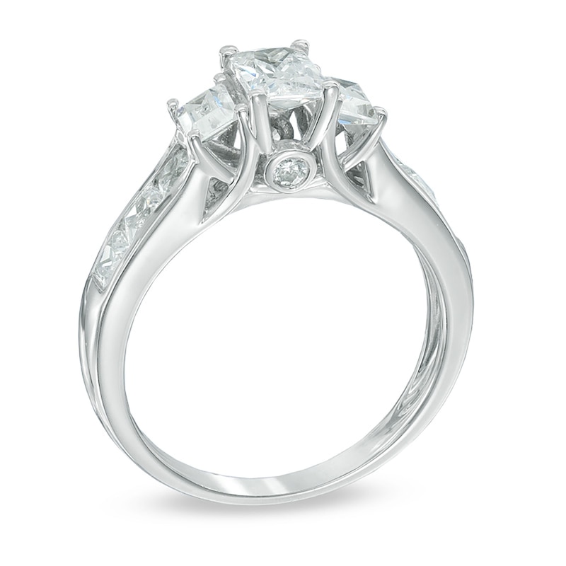 Main Image 2 of 1.95 CT. T.W. Emerald-Cut Diamond Past Present Future® Engagement Ring in 14K White Gold