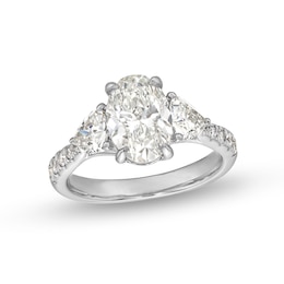 2.75 CT. T.W. Certified Oval and Trillion-Cut Lab-Grown Diamond Engagement Ring in 14K White Gold (I/VS2)