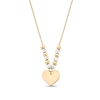 Thumbnail Image 1 of Alternating 3.0mm Freshwater Cultured Pearl and Bead with Heart-Shaped Disc Necklace in 14K Gold