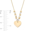 Thumbnail Image 3 of Alternating 3.0mm Freshwater Cultured Pearl and Bead with Heart-Shaped Disc Necklace in 14K Gold