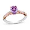 Thumbnail Image 0 of Enchanted Disney Rapunzel Oval Light Purple Amethyst and 0.37 CT. T.W. Diamond Engagement Ring in 14K Two-Tone Gold