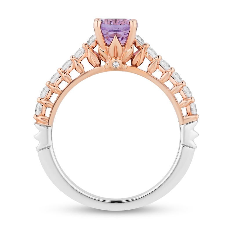 Enchanted Disney Rapunzel Oval Light Purple Amethyst and 0.37 CT. T.W. Diamond Engagement Ring in 14K Two-Tone Gold