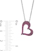 Thumbnail Image 5 of Lab-Created Ruby and White Lab-Created Sapphire Reversible Tilted Open Heart Pendant in Sterling Silver