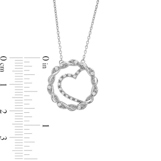 Circle of Gratitude® Collection 0.10 CT. T.W. Diamond and Polished Twist with Offset Heart Necklace in Sterling Silver