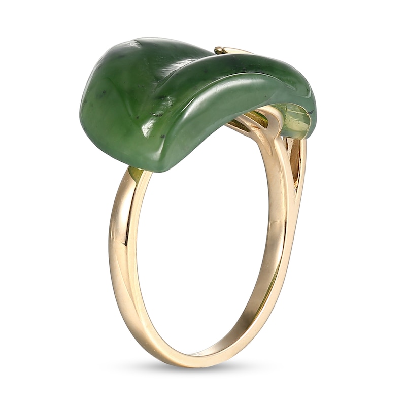 Main Image 2 of Jade Leaf Ring in 14K Gold
