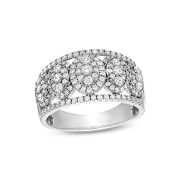 1.00 CT. T.W. Multi-Diamond Marquise Frame Ring in 10K White Gold
