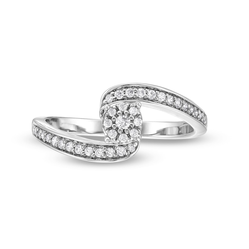 Main Image 4 of 0.20 CT. T.W. Diamond Bypass Promise Ring in Sterling Silver