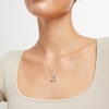 Blue and White Lab-Created Sapphire Reversible Tilted Open Heart Pendant in Sterling Silver