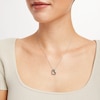Thumbnail Image 2 of Lab-Created Emerald and White Lab-Created Sapphire Reversible Tilted Open Heart Pendant in Sterling Silver