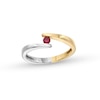 Thumbnail Image 1 of Certified Ruby Solitaire Bypass Open Shank Ring in 10K Two-Tone Gold