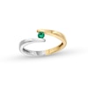 Thumbnail Image 1 of Emerald Solitaire Bypass Open Shank Ring in 10K Two-Tone Gold