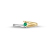 Thumbnail Image 4 of Emerald Solitaire Bypass Open Shank Ring in 10K Two-Tone Gold