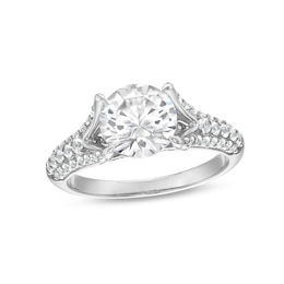 8.0mm White Lab-Created Sapphire Triple Row Split Shank Ring in Sterling Silver