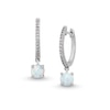 Thumbnail Image 1 of 5.0mm Lab-Created Opal and White Lab-Created Sapphire Drop Earrings in Sterling Silver