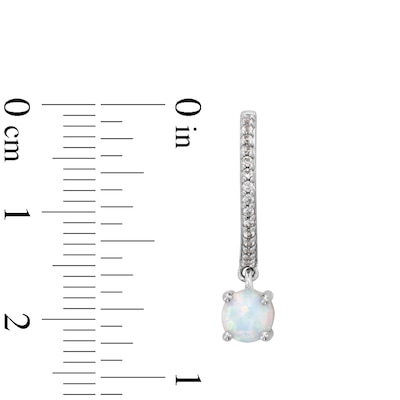 5.0mm Lab-Created Opal and White Lab-Created Sapphire Drop Earrings in Sterling Silver