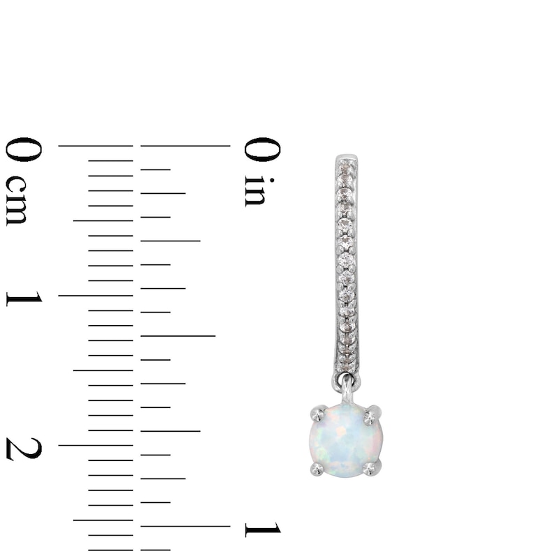 Main Image 3 of 5.0mm Lab-Created Opal and White Lab-Created Sapphire Drop Earrings in Sterling Silver