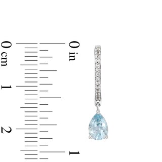 Pear-Shaped Aquamarine and White Lab-Created Sapphire Drop Earrings in Sterling Silver