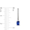 Thumbnail Image 3 of Cushion-Cut Blue and White Lab-Created Sapphire Drop Earrings in Sterling Silver