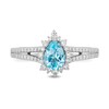 Thumbnail Image 4 of Enchanted Disney Elsa Pear-Shaped Sky Blue Topaz and 0.37 CT. T.W. Diamond Frame Engagement Ring in 14K White Gold