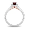 Thumbnail Image 3 of Enchanted Disney Cushion-Cut Garnet and 0.29 CT. T.W. Diamond Scallop Frame Engagement Ring in 14K White Gold - Size 7