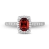 Thumbnail Image 4 of Enchanted Disney Cushion-Cut Garnet and 0.29 CT. T.W. Diamond Scallop Frame Engagement Ring in 14K White Gold - Size 7