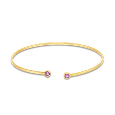 Bezel-Set Amethyst Open Bangle in 14K Gold