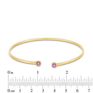 Bezel-Set Amethyst Open Bangle in 14K Gold