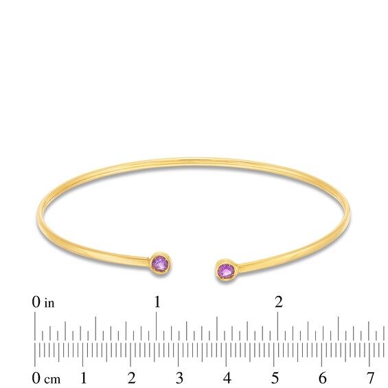 Bezel-Set Amethyst Open Bangle in 14K Gold