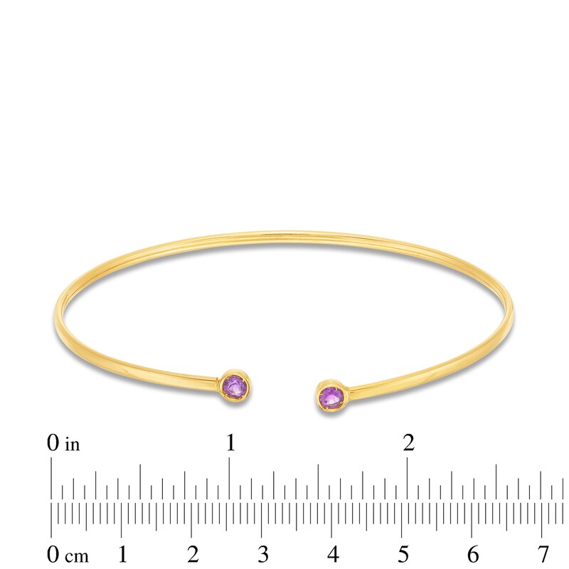 Main Image 3 of Bezel-Set Amethyst Open Bangle in 14K Gold