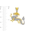 Thumbnail Image 2 of Lab-Created Ruby and 0.25 CT. T.W. Diamond Dragon Necklace Charm in 10K Gold
