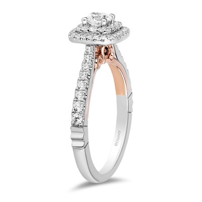 Enchanted Disney Snow White 0.69 CT. T.W. Diamond Double Cushion-Shaped Frame Engagement Ring in 14K Two-Tone Gold