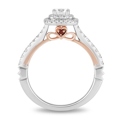 Enchanted Disney Snow White 0.69 CT. T.W. Diamond Double Cushion-Shaped Frame Engagement Ring in 14K Two-Tone Gold