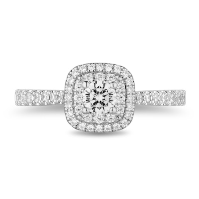 Enchanted Disney Snow White 0.69 CT. T.W. Diamond Double Cushion-Shaped Frame Engagement Ring in 14K Two-Tone Gold
