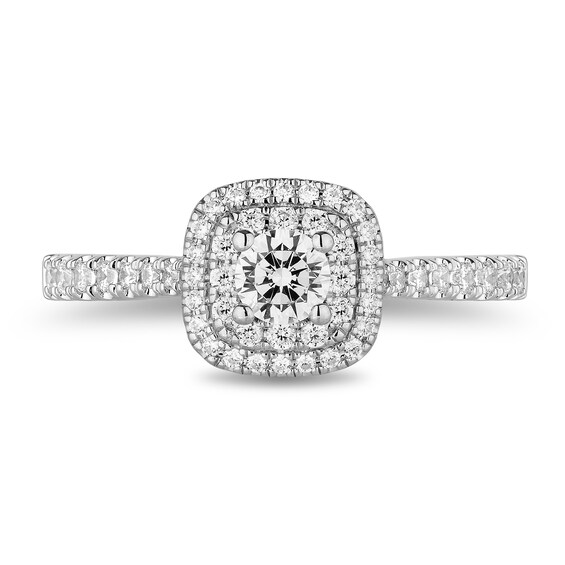 Enchanted Disney Snow White 0.69 CT. T.W. Diamond Double Cushion-Shaped Frame Engagement Ring in 14K Two-Tone Gold