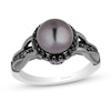 Thumbnail Image 1 of Enchanted Disney Villains Ursula Black Tahitian Cultured Pearl and Black Diamond Engagement Ring in 14K White Gold