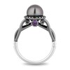 Thumbnail Image 3 of Enchanted Disney Villains Ursula Black Tahitian Cultured Pearl and Black Diamond Engagement Ring in 14K White Gold