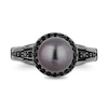 Thumbnail Image 4 of Enchanted Disney Villains Ursula Black Tahitian Cultured Pearl and Black Diamond Engagement Ring in 14K White Gold
