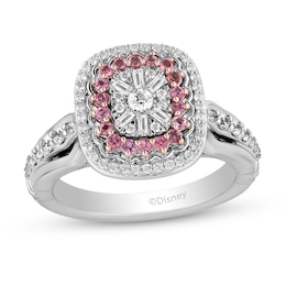 Enchanted Disney 0.45 CT. T.W. Multi-Diamond and Pink Tourmaline Ring in 14K Two Tone Gold - Size 7
