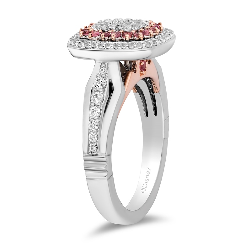 Main Image 2 of Enchanted Disney 0.45 CT. T.W. Multi-Diamond and Pink Tourmaline Ring in 14K Two Tone Gold - Size 7