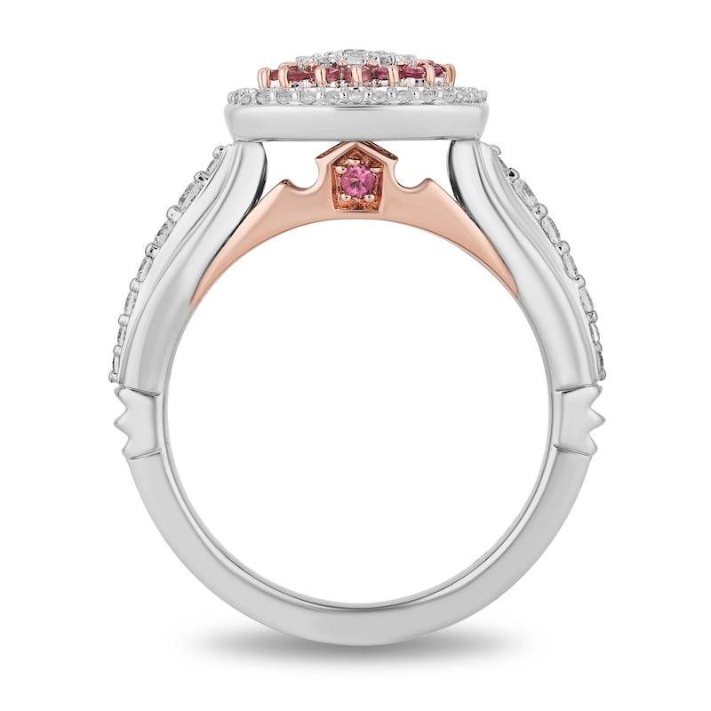 Main Image 3 of Enchanted Disney 0.45 CT. T.W. Multi-Diamond and Pink Tourmaline Ring in 14K Two Tone Gold - Size 7