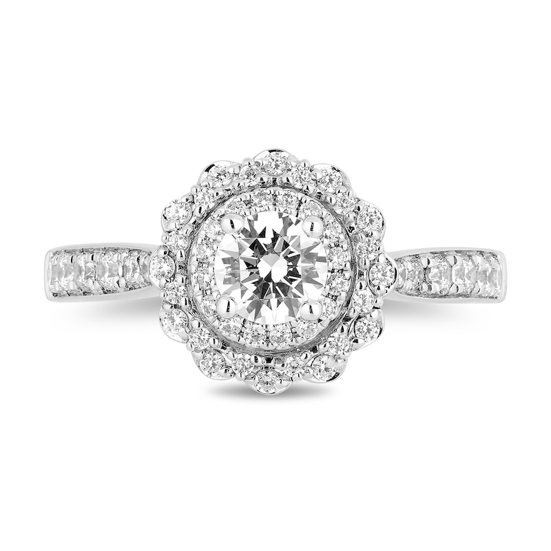 Main Image 4 of Enchanted Disney 0.95 CT. T.W. Diamond Engagement Ring in 14K Two Tone Gold - Size 7