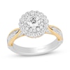 Thumbnail Image 1 of Enchanted Disney 1.23 CT. T.W. Diamond Scalloped Frame Engagement Ring in 14K Two Tone Gold - Size 7