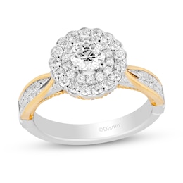Enchanted Disney 1.23 CT. T.W. Diamond Scalloped Frame Engagement Ring in 14K Two Tone Gold - Size 7