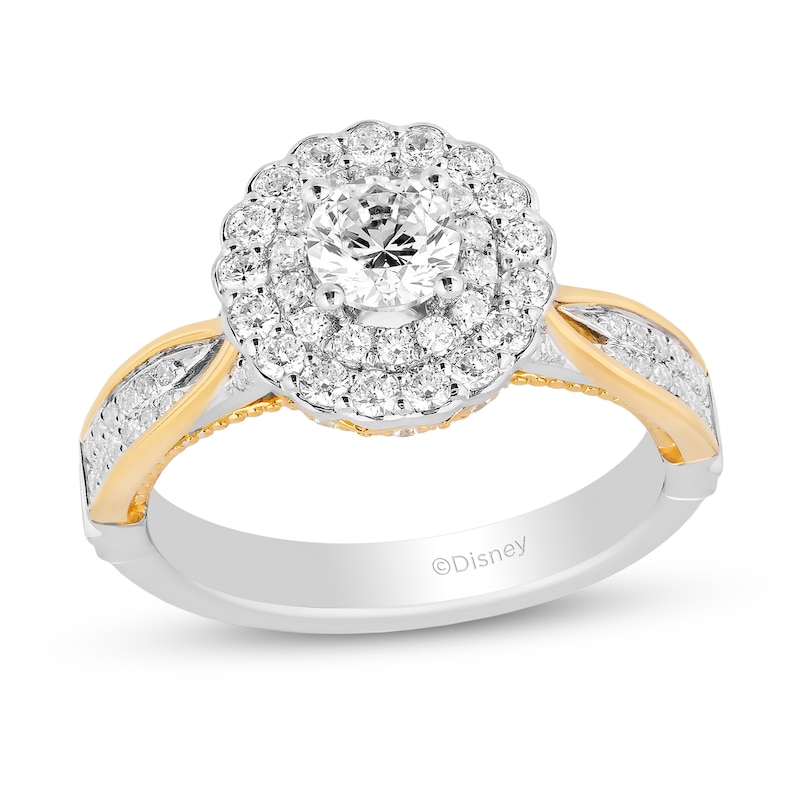 Enchanted Disney 1.23 CT. T.W. Diamond Scalloped Frame Engagement Ring in 14K Two Tone Gold - Size 7|Peoples Jewellers