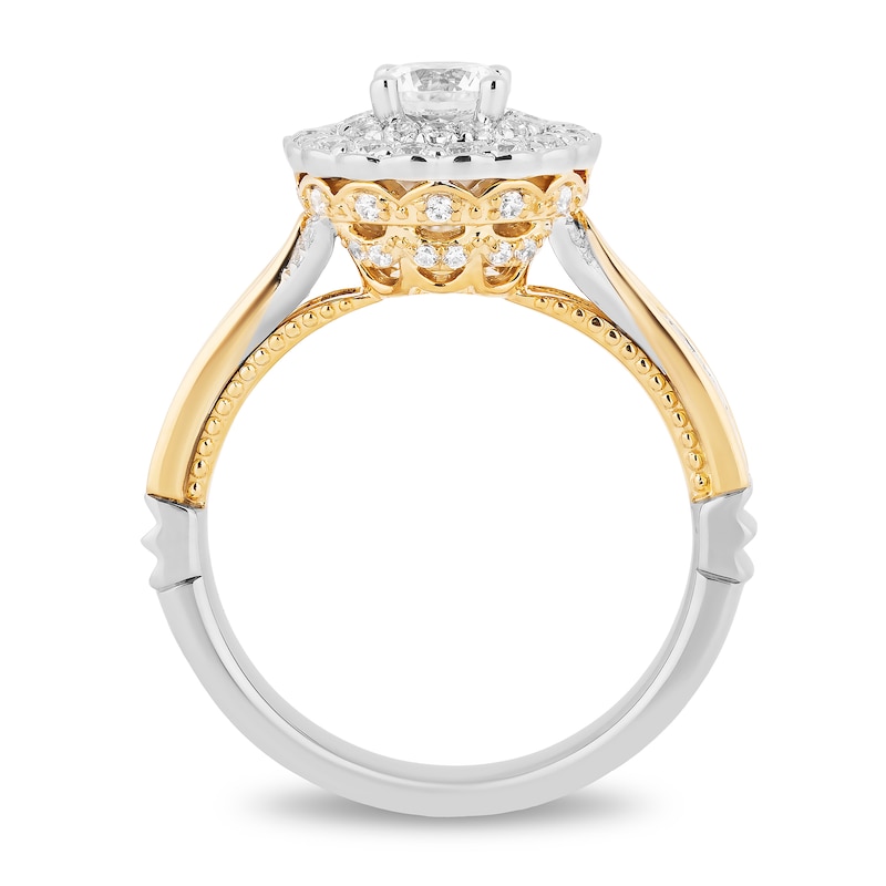 Main Image 3 of Enchanted Disney 1.23 CT. T.W. Diamond Scalloped Frame Engagement Ring in 14K Two Tone Gold - Size 7