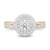 Thumbnail Image 4 of Enchanted Disney 1.23 CT. T.W. Diamond Scalloped Frame Engagement Ring in 14K Two Tone Gold - Size 7
